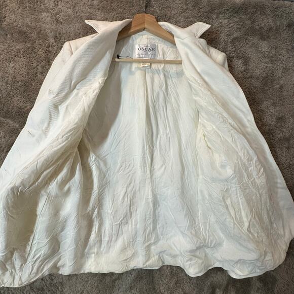 Osca de la Renta White Basketweave Blazer Jacket Women's 10 M Medium - Picture 3 of 9